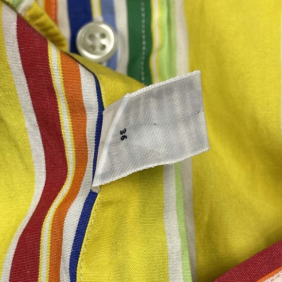 Ralph Lauren Shirt Mens‎ 17.5 XL Yellow Striped Vintage 90s Casual Workwear - Picture 11 of 14